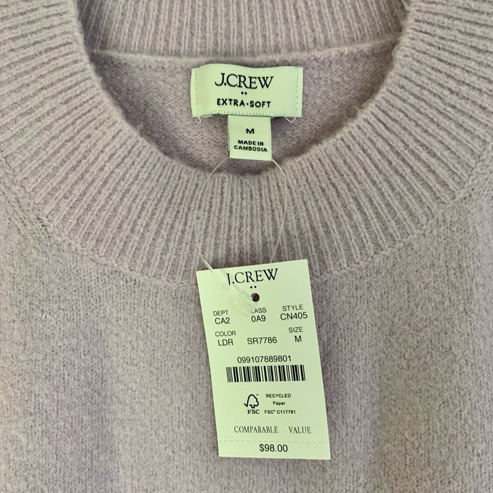 J. Crew Extra-Soft Knit Sweater in Lilac, Sz Medium NWT!